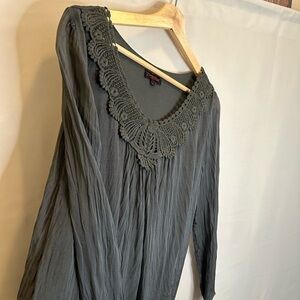 Carla Conti Dress Womens 100% Silk Mad In Italy Embroidered Long Sleeve Layered